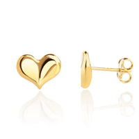 Curved Heart 9ct Yellow Gold Stud Earrings