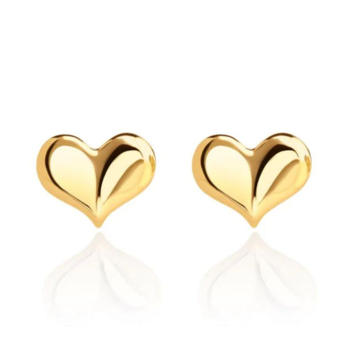Curved Heart 9ct Yellow Gold Stud Earrings