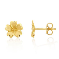 Satin Flower 9ct Yellow Gold Stud Earrings - Michael Jones Jeweller