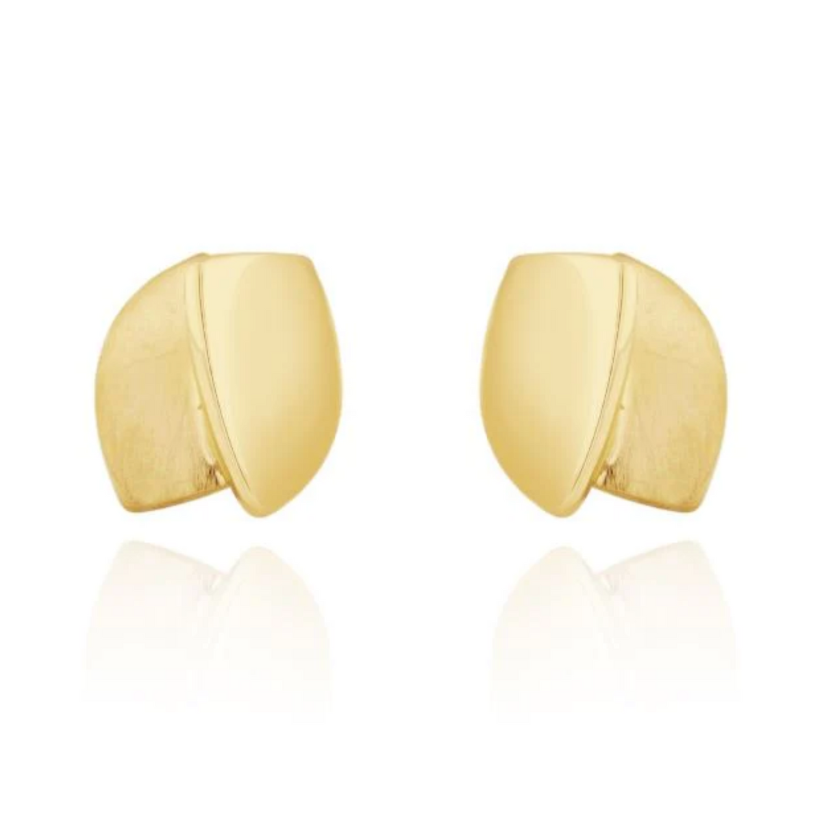 Brushed and Polished 9ct Yellow gold Stud Earrings - Michael Jones Jeweller