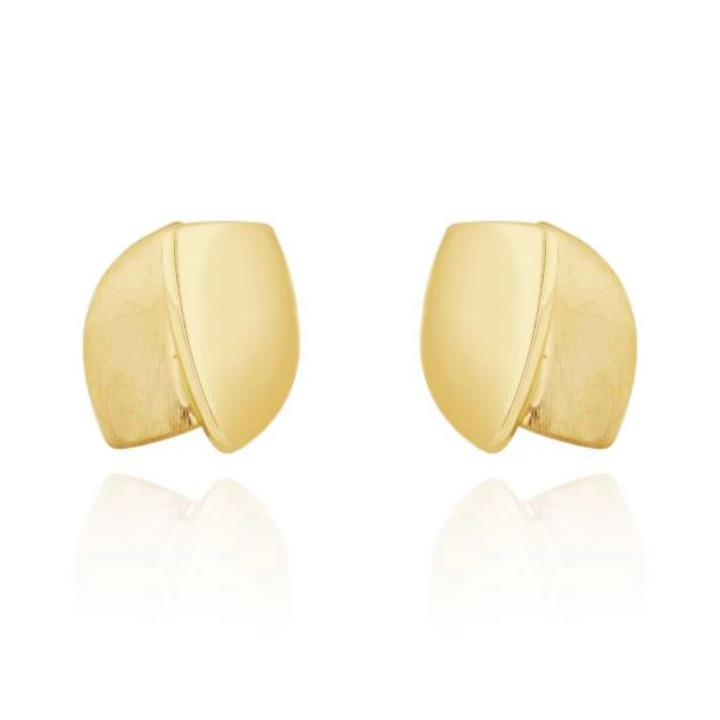 Brushed and Polished 9ct Yellow Gold Stud Earrings