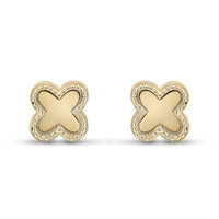 Beaded Clover 9ct Yellow Gold Stud Earrings - Michael Jones Jeweller