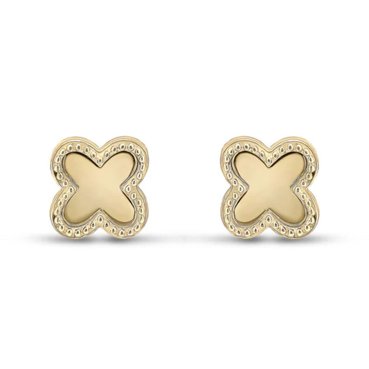 Beaded Clover 9ct Yellow Gold Stud Earrings