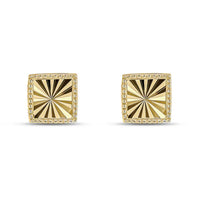 Diamond Cut Square 9ct Yellow Gold Stud Earrings