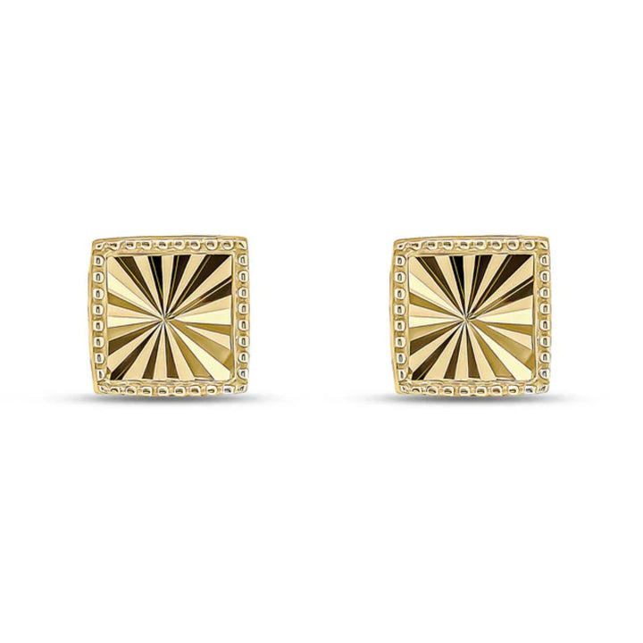 Diamond Cut Square 9ct Yellow Gold Stud Earrings