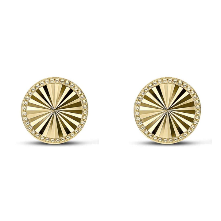 Beaded Round 9ct Yellow Gold Stud Earrings