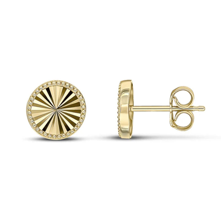 Beaded Round 9ct Yellow Gold Stud Earrings