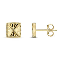 Diamond Cut 9ct Yellow Gold Stud Earrings - Michael Jones Jeweller