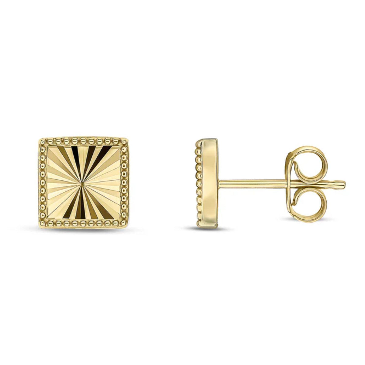 Diamond Cut 9ct Yellow Gold Stud Earrings - Michael Jones Jeweller