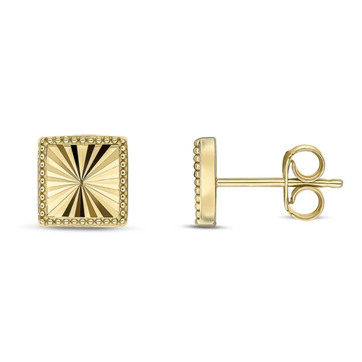 Diamond Cut 9ct Yellow Gold Stud Earrings