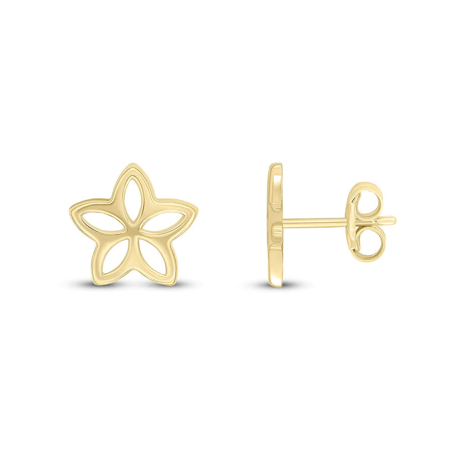 Star Flower 9ct Yellow Gold Stud Earrings - Michael Jones Jeweller