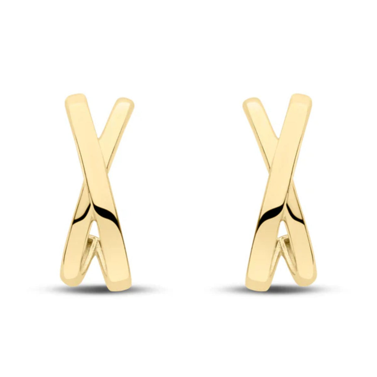 Curved X 9ct Yellow Gold Half Hoop Earrings - Michael Jones Jeweller