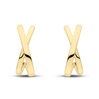 Curved X 9ct Yellow Gold Half Hoop Earrings