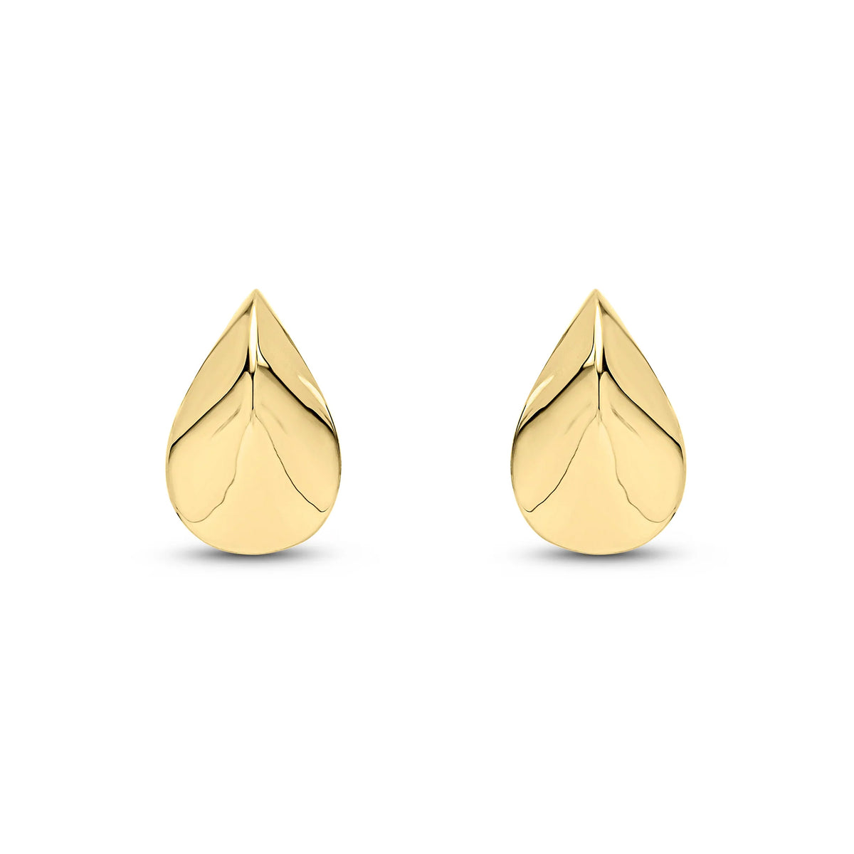 Ridged Pear Shaped 9ct Yellow Gold Stud Earrings - Michael Jones Jeweller