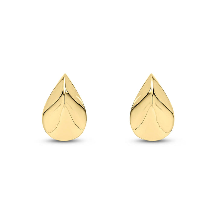 Ridged Pear Shaped 9ct Yellow Gold Stud Earrings