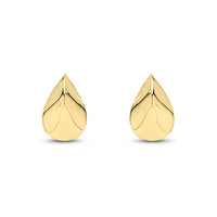Ridged Pear Shaped 9ct Yellow Gold Stud Earrings