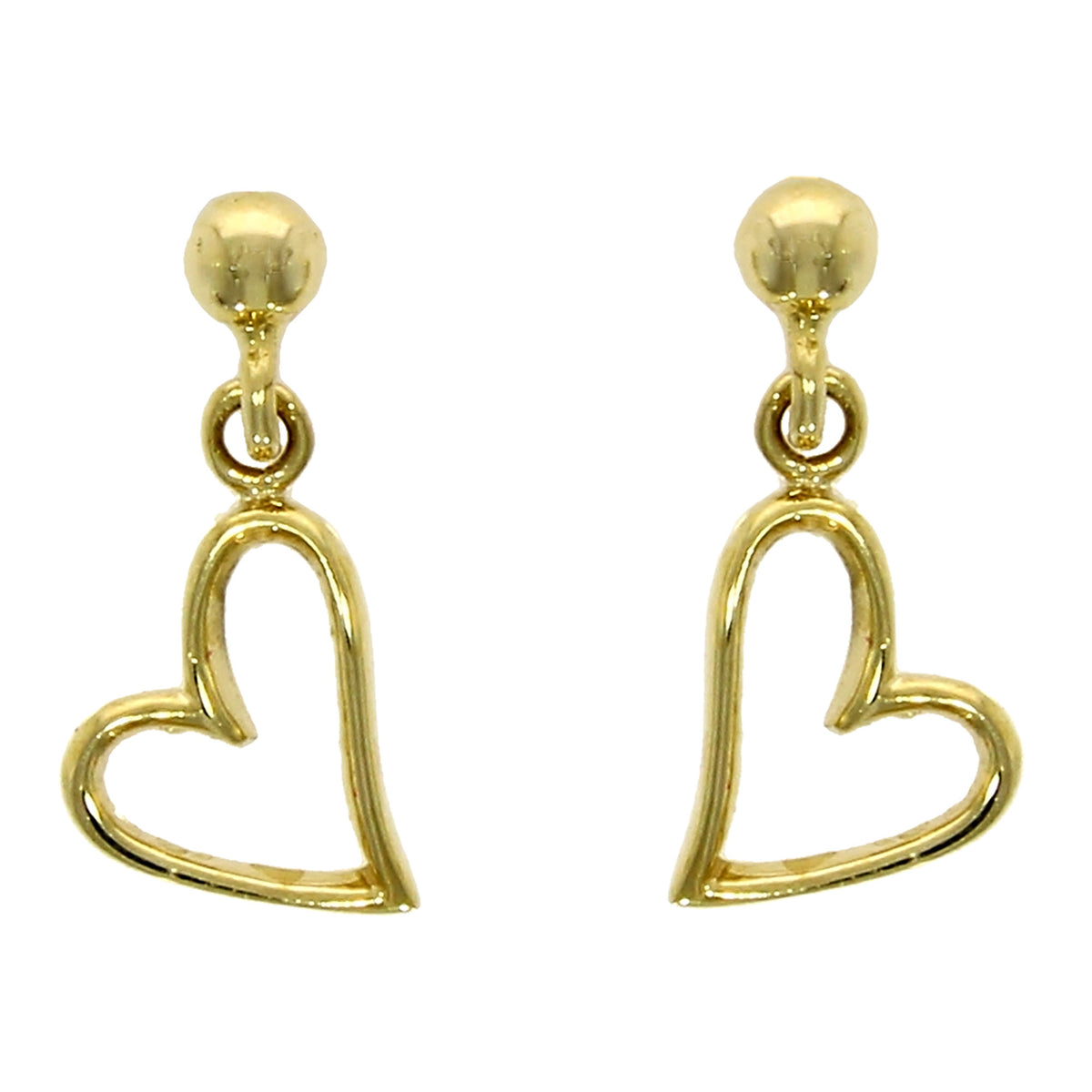 Open Heart 9ct Yellow Gold Drop Earrings - Michael Jones Jeweller