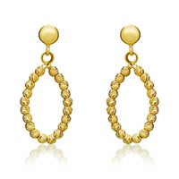 9ct Gold Diamond Cut Bead Oval Drop Earrings