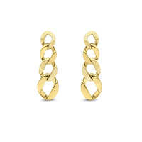 Satin & Polished Graduated Chain 9ct Yellow Gold Link Drop Earrings - Michael Jones Jeweller