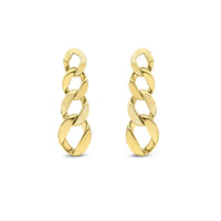 Satin & Polished Graduated Chain 9ct Yellow Gold Link Drop Earrings