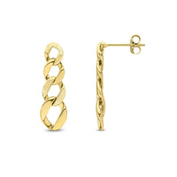 Satin & Polished Graduated Chain 9ct Yellow Gold Link Drop Earrings