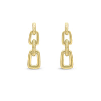 Satin & Ribbed 9ct Yellow Gold Link Drop Earrings - Michael Jones Jeweller