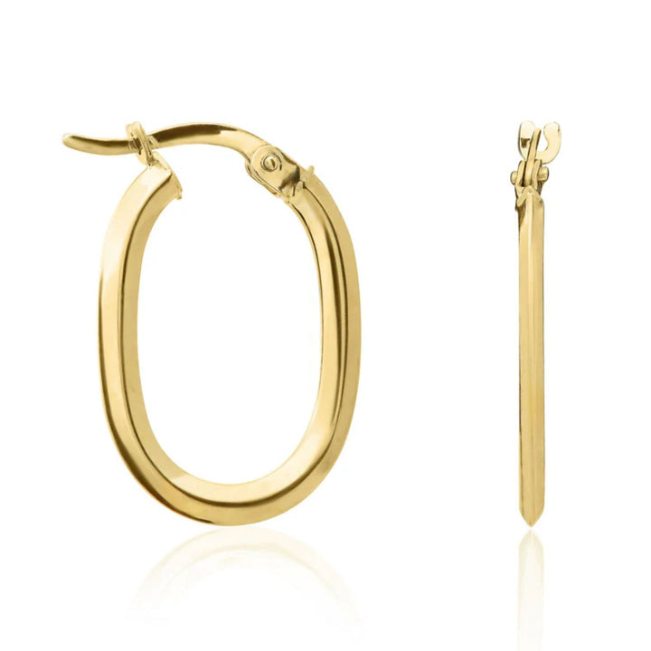 Bevelled 9ct Yellow Gold Hoop Earrings