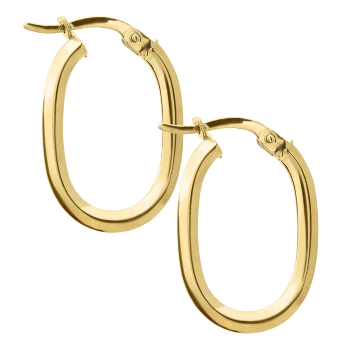 Bevelled 9ct Yellow Gold Hoop Earrings