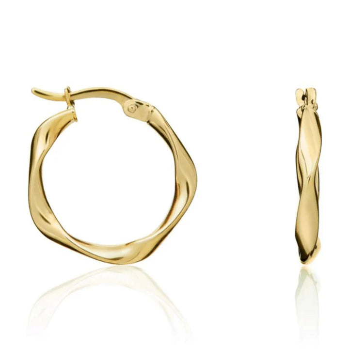 Twisted 9ct Yellow Gold Hoop Earrings