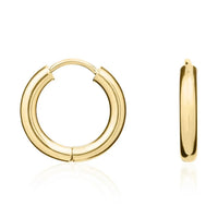 Plain 9ct Yellow Gold 15mm Hoop Earrings