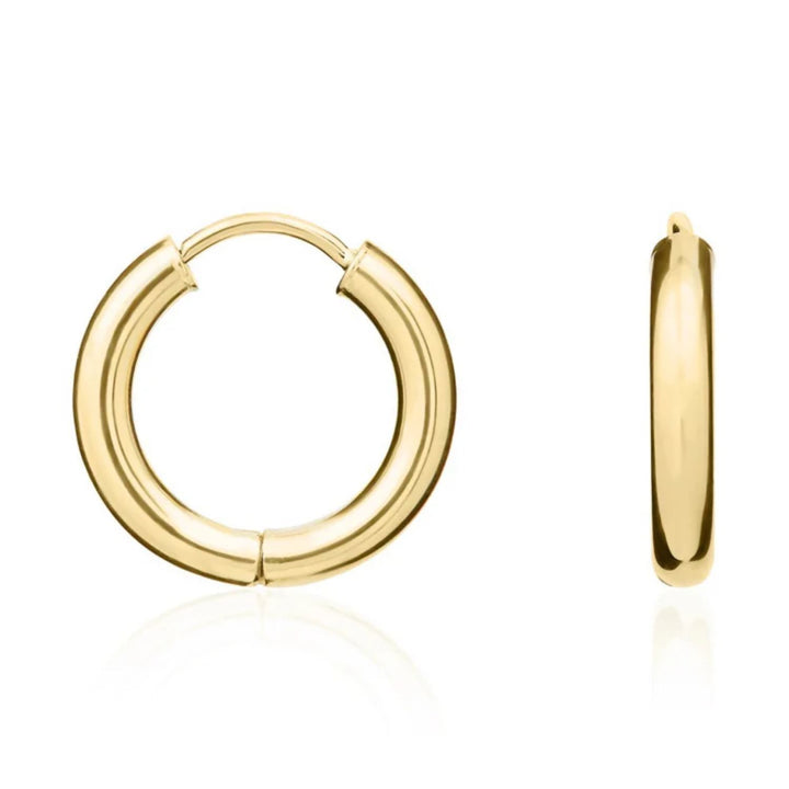 Plain 9ct Yellow Gold 15mm Hoop Earrings