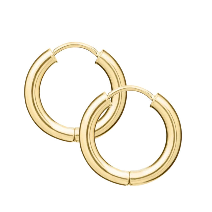 Plain 9ct Yellow Gold 15mm Hoop Earrings