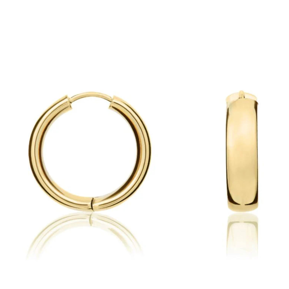 Plain 9ct Yellow Gold Huggy Hoop Earrings - Michael Jones Jeweller