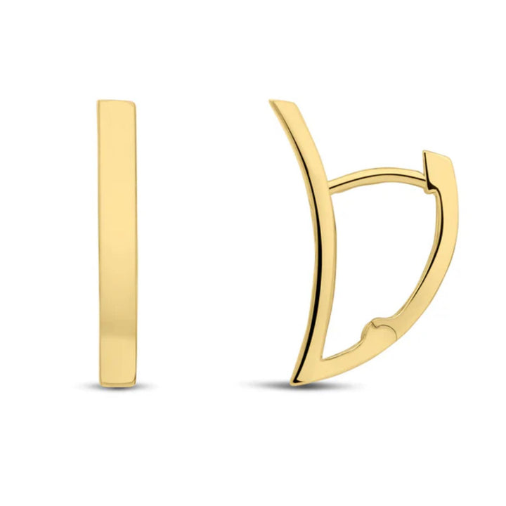 Satin V-Curve 9ct Yellow Gold Huggy Earrings