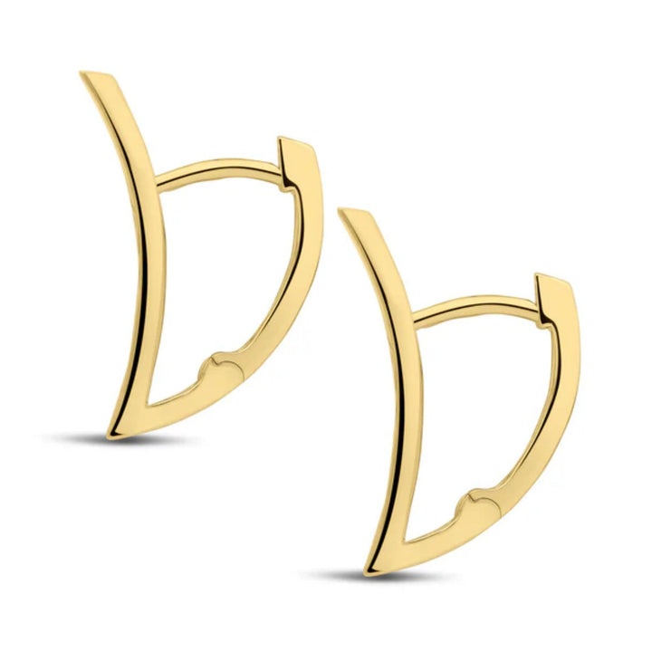 Satin V-Curve 9ct Yellow Gold Huggy Earrings