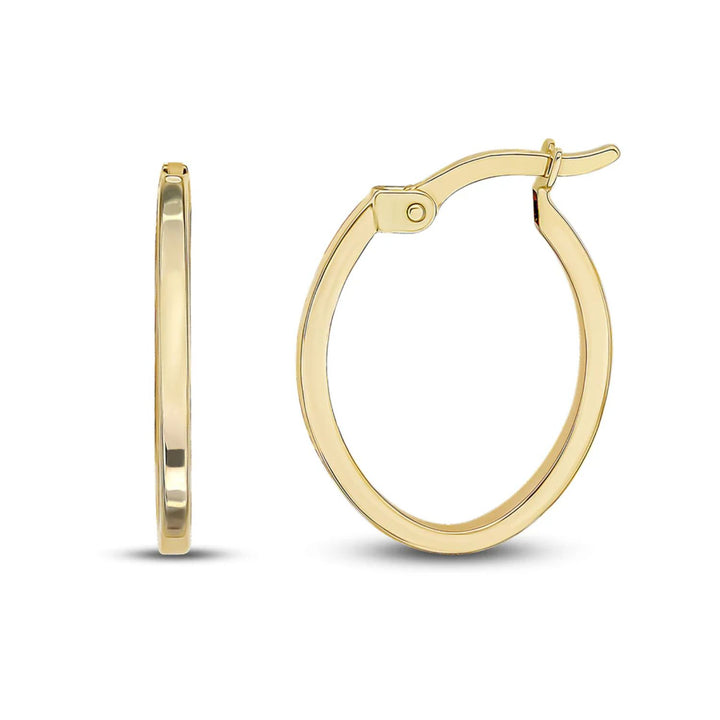 Oval 9ct Yellow Gold Hoop Earrings