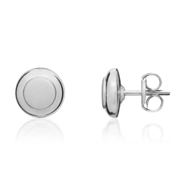 Satin Centre 9ct White Gold Stud Earrings