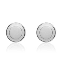Satin Centre 9ct White Gold Stud Earrings - Michael Jones Jeweller