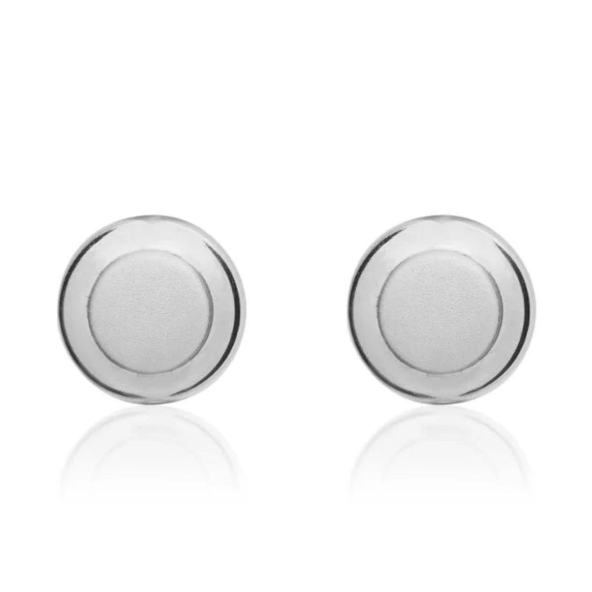Satin Centre 9ct White Gold Stud Earrings - Michael Jones Jeweller
