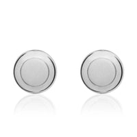 Satin Centre 9ct White Gold Stud Earrings