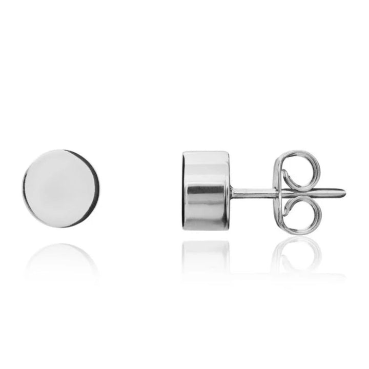Cylinder 9ct White Gold Stud Earrings