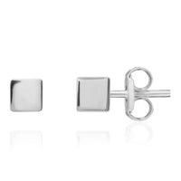 Square 9ct White Gold Stud Earrings - Michael Jones Jeweller
