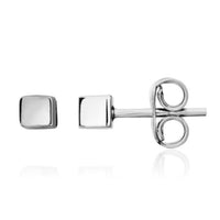 9ct White Gold Cube Stud Earrings - Michael Jones Jeweller