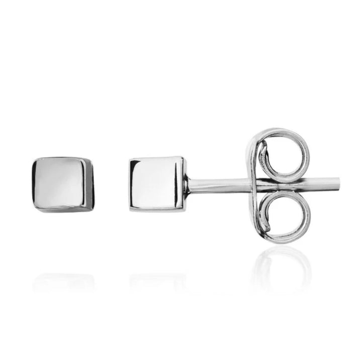 9ct White Gold Cube Stud Earrings