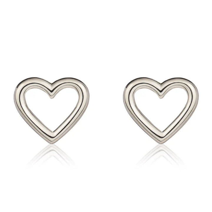 Open Heart 9ct White Gold Stud Earrings