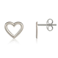 Open Heart 9ct White Gold Stud Earrings