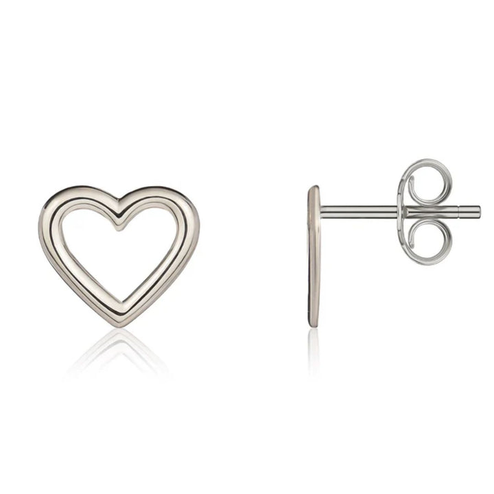 Open Heart 9ct White Gold Stud Earrings