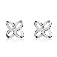 9ct White Gold Flower Stud Earrings