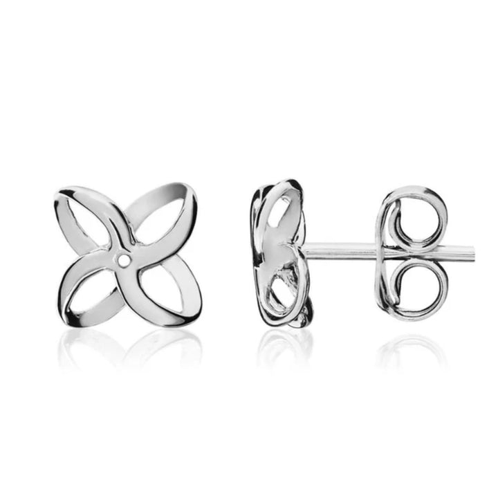 9ct White Gold Flower Stud Earrings