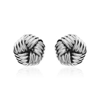 Ribbed 9ct White Gold Knot Stud Earrings